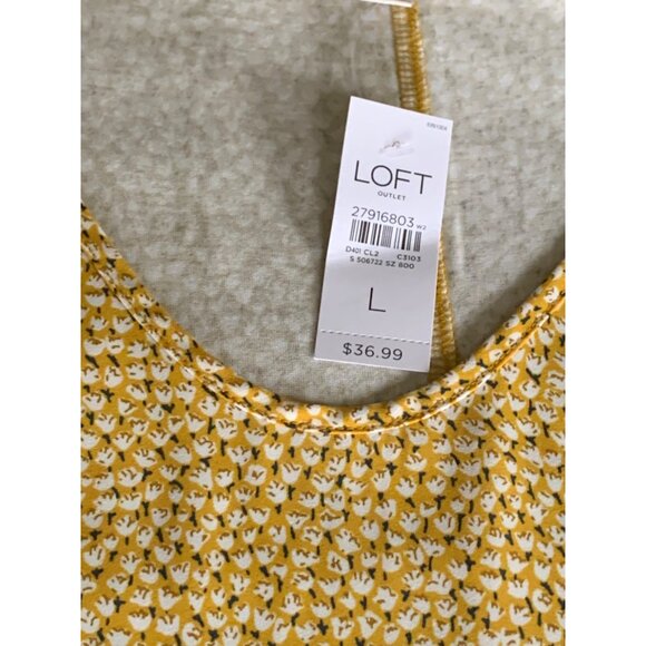 Loft Outlet Womens Yellow Floral Sleeveless Blouse Size Large Summer Top - Picture 4 of 9